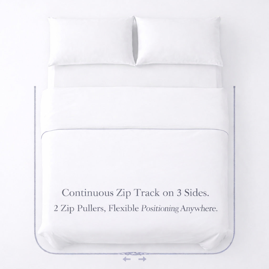 Redssen duvet cover with continuous zip track on 3 sides, dual zip pullers for flexible positioning and easy use #color_cloud-white