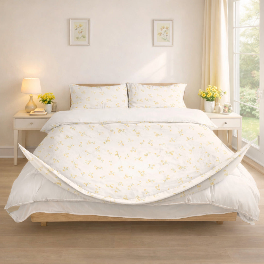 Yellow Floral Zipped Duvet Cover