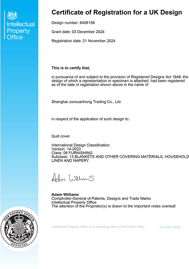 Redssen Brand UK Design Patent Certificate