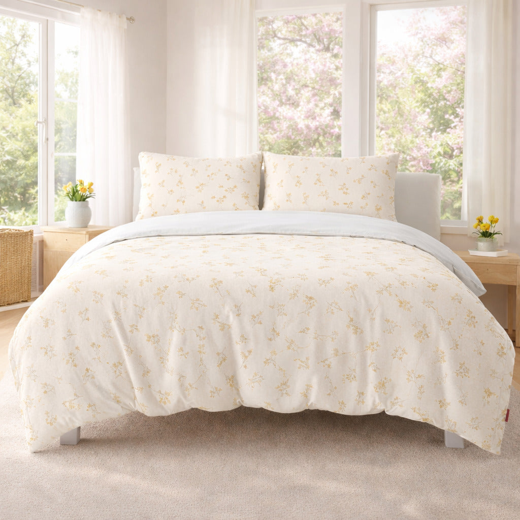 Yellow Floral Zipped Duvet Cover