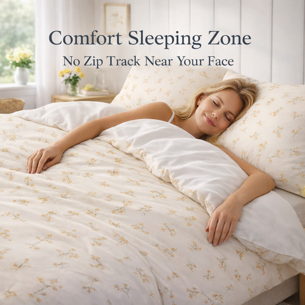 Yellow Floral Zipped Duvet Cover