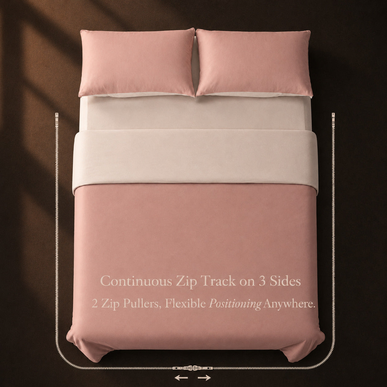 Redssen Cloud Pink Zipped Duvet Cover – 3-Sided Zip Bedding Set UK