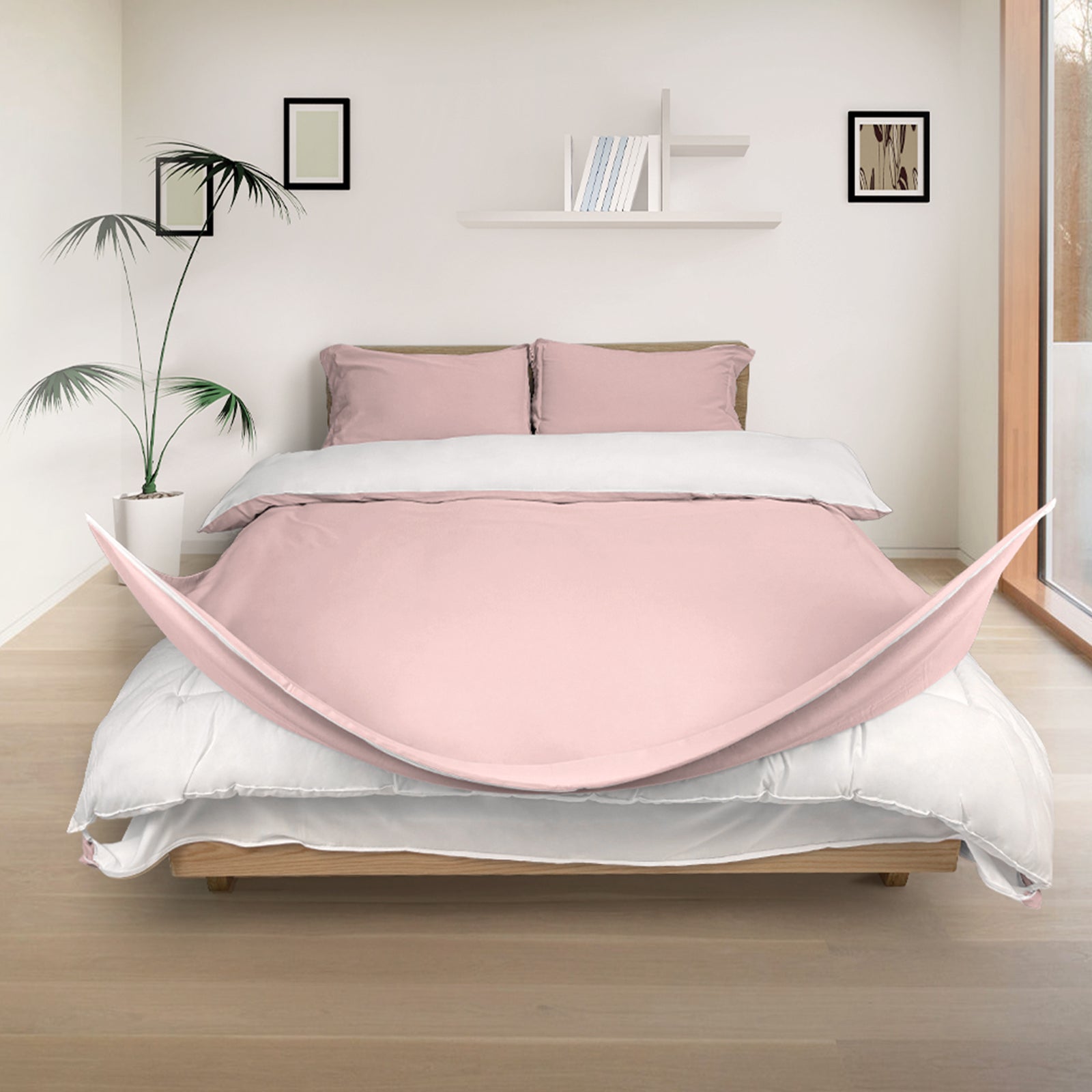 Redssen 3-sided zip duvet cover opening, cloud pink with pillowcases #color_cloud-pink