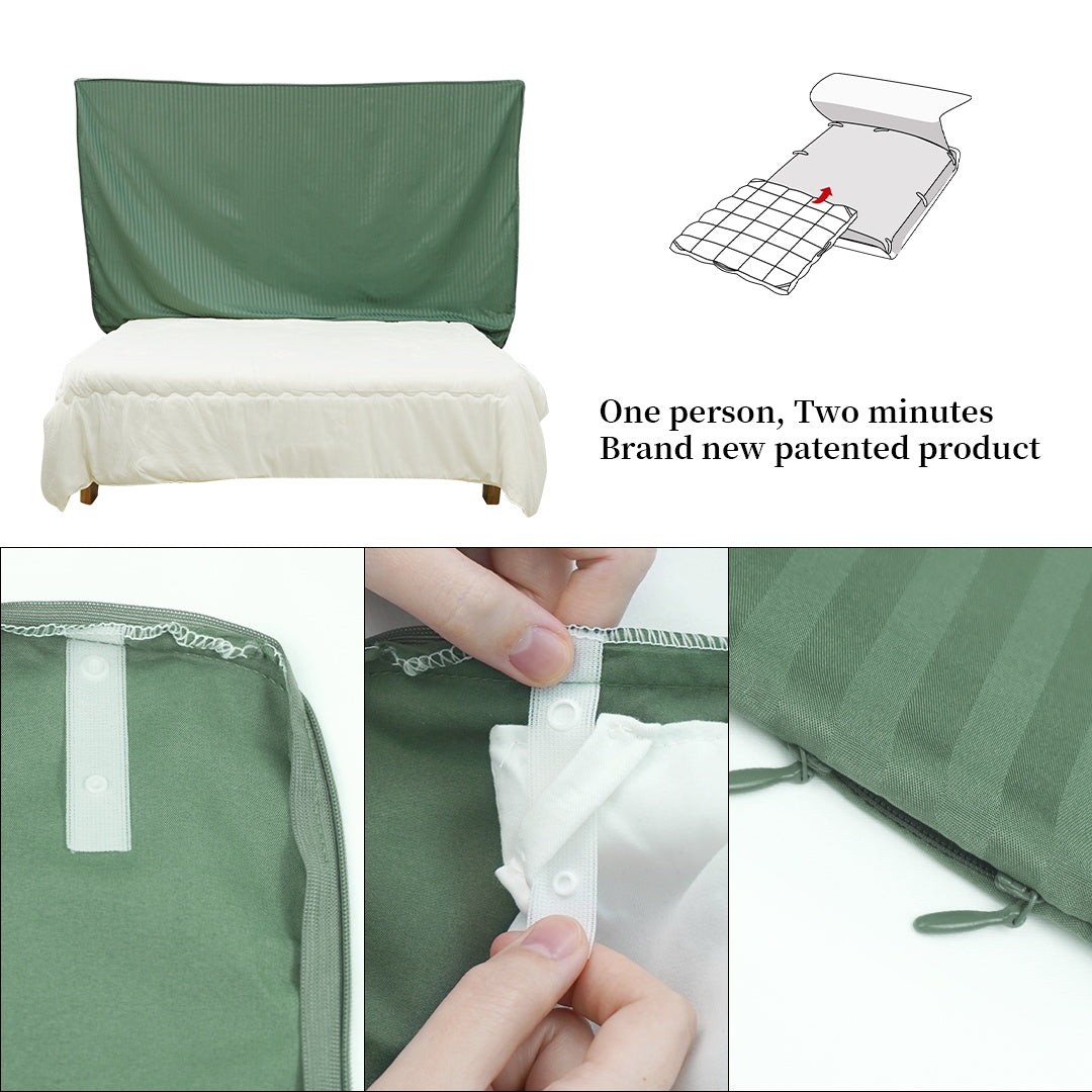 Olive Green Stripe Duvet Cover