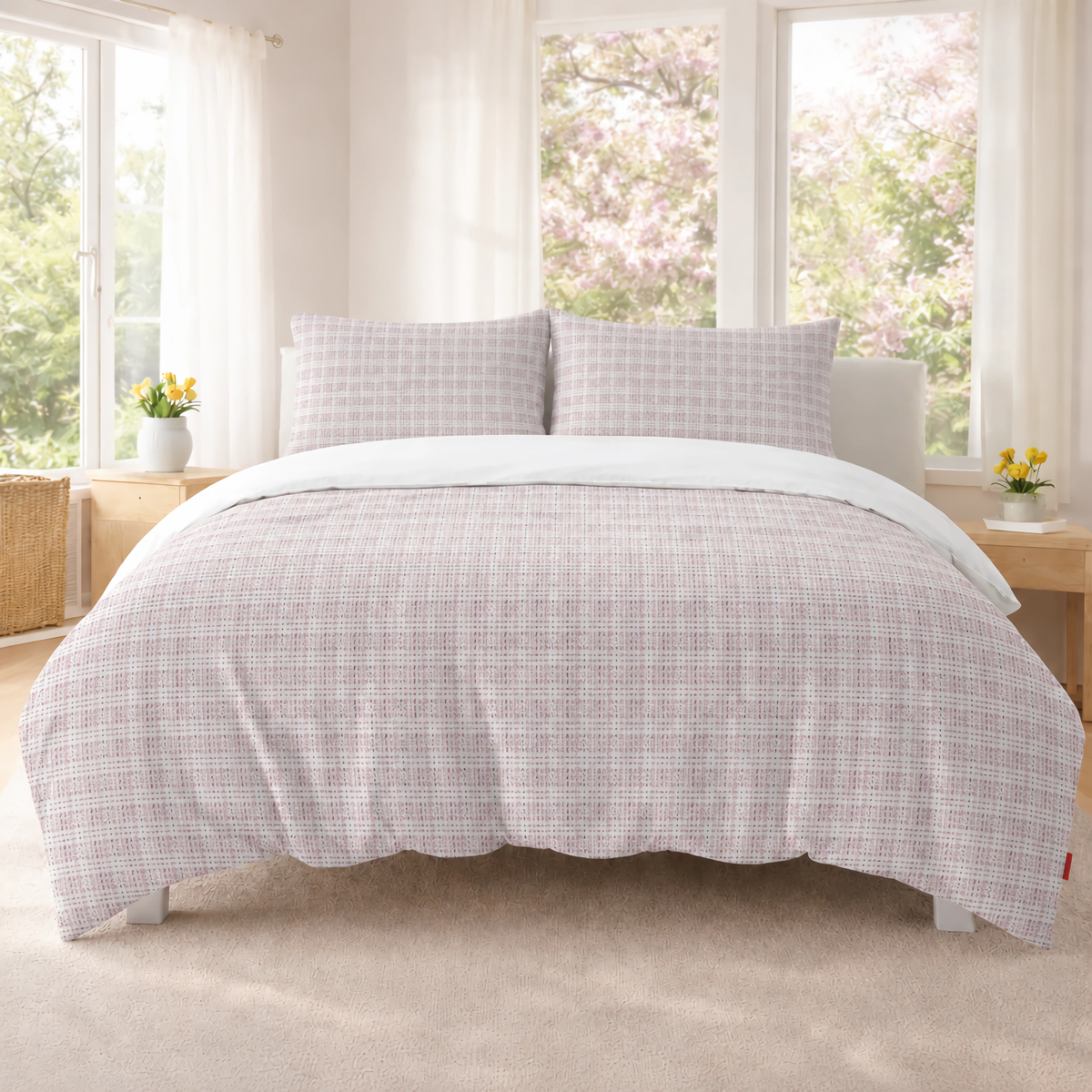 Sand Stripe Check Duvet Cover