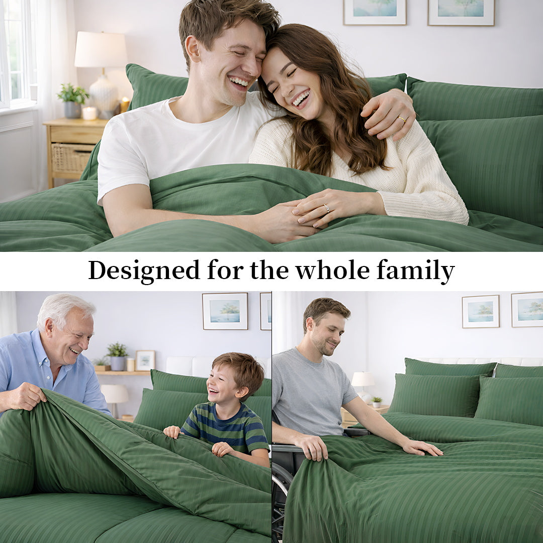 Olive Green Stripe Duvet Cover