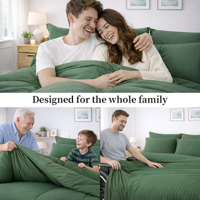 Olive Green Stripe Duvet Cover