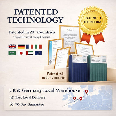 Redssen patented duvet cover design with certifications, UK and Germany warehouse, 90-day guarantee #color_navy-blue