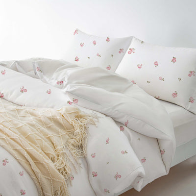 Redssen reversible rose garden floral duvet cover with 3-sided zip, soft breathable bedding, cosy comfortable feel #color_rose-garden