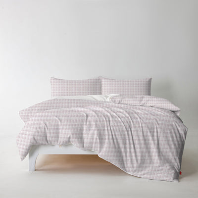 Redssen 3-Sided Zip Reversible Duvet Cover Set, Soft Breathable Bedding #color_sand-stripe-check