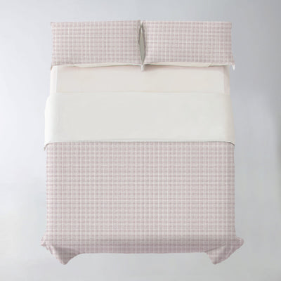Redssen 3-Sided Zip Reversible Duvet Cover Set, Soft Breathable Bedding #color_sand-stripe-check