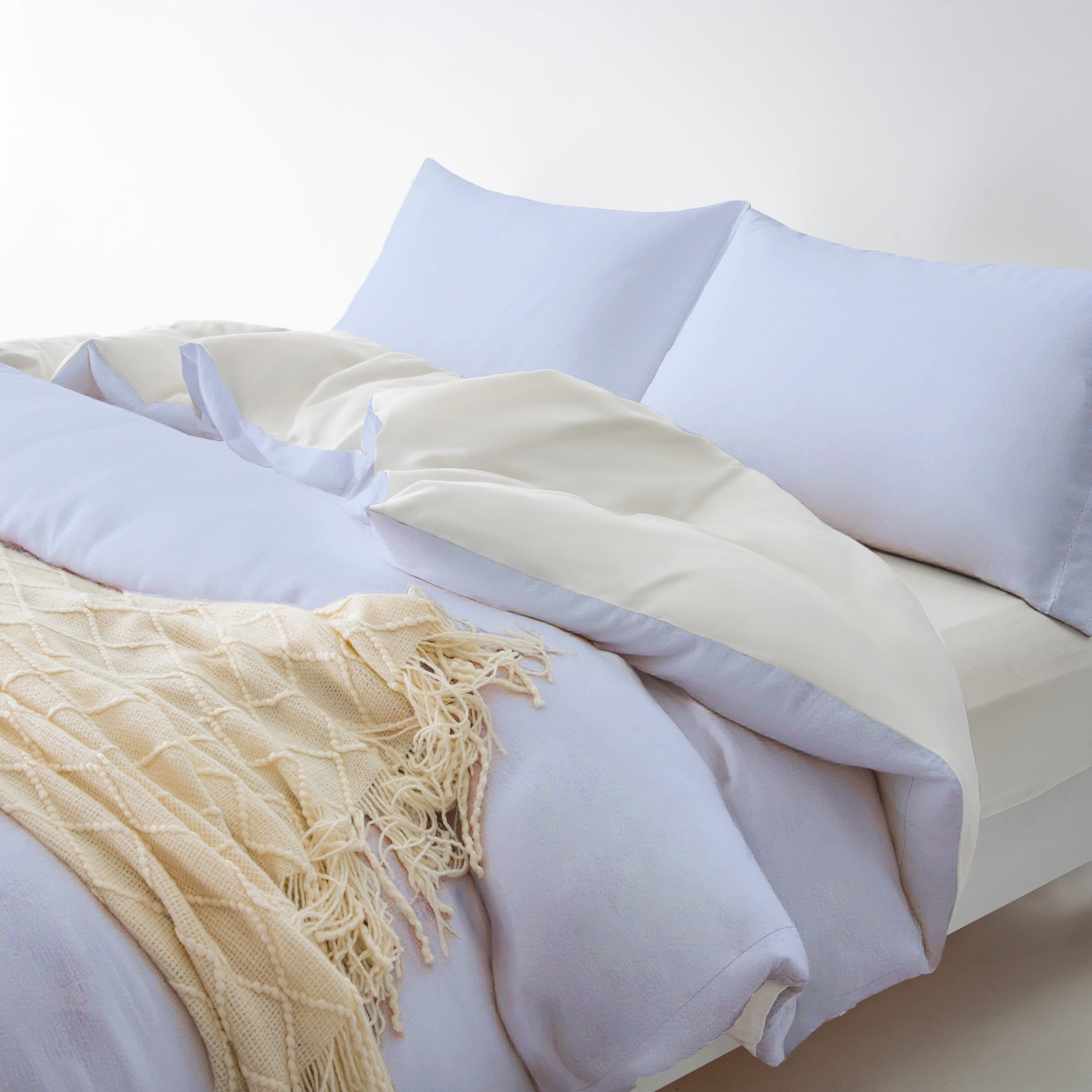 3-Sided Zipper Duvet Cover Set  · Cloud Green