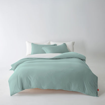3-Sided Zipper Duvet Cover Set  · Cloud Green
