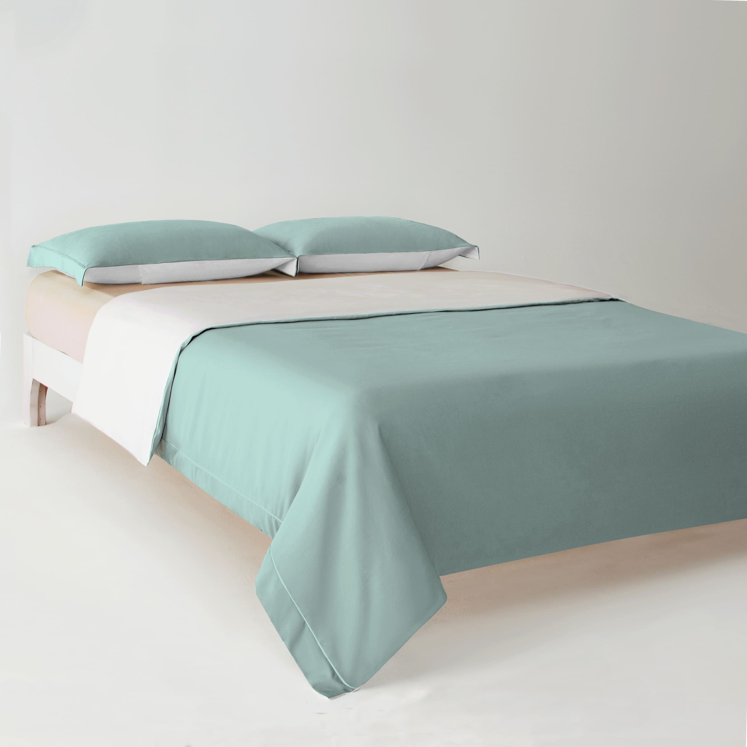 3-Sided Zipper Duvet Cover Set  · Cloud Green