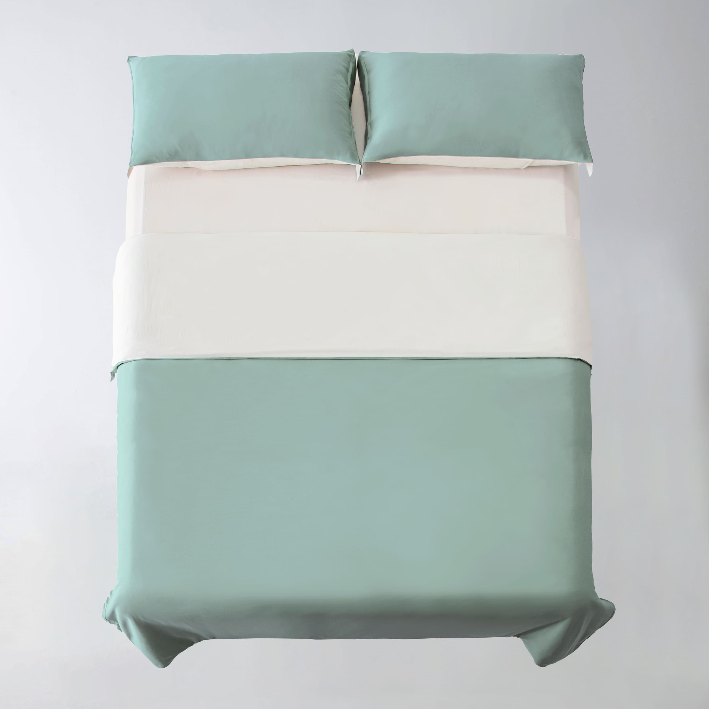 3-Sided Zipper Duvet Cover Set  · Cloud Green