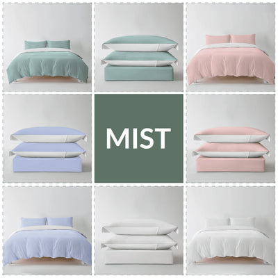 Redssen duvet cover set colour options, sage green blush pink light blue and white (Cloud collection) #color_cloud-green