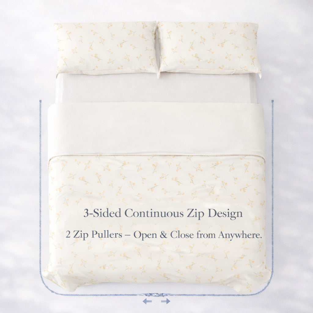 Yellow Floral Zipped Duvet Cover