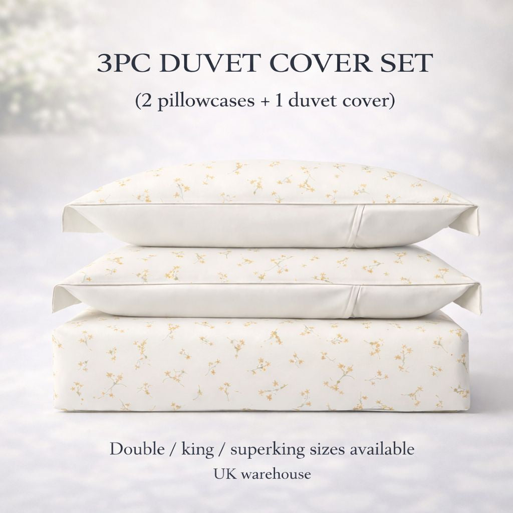 Yellow Floral Zipped Duvet Cover