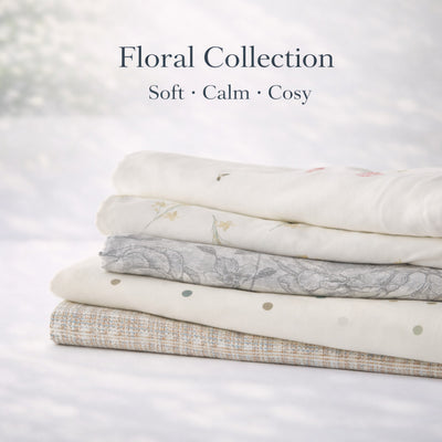 Redssen Grey Bloom Floral Duvet Cover Zip Duvet Cover Set