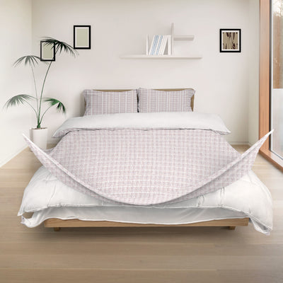 Redssen 3-sided zip duvet cover opening, sand stripe check pattern with pillowcases #color_sand-stripe-check