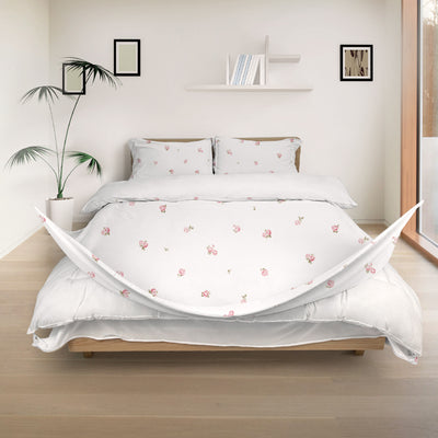 Redssen 3-sided zip duvet cover opening, rose floral pattern with pillowcases #color_rose-garden