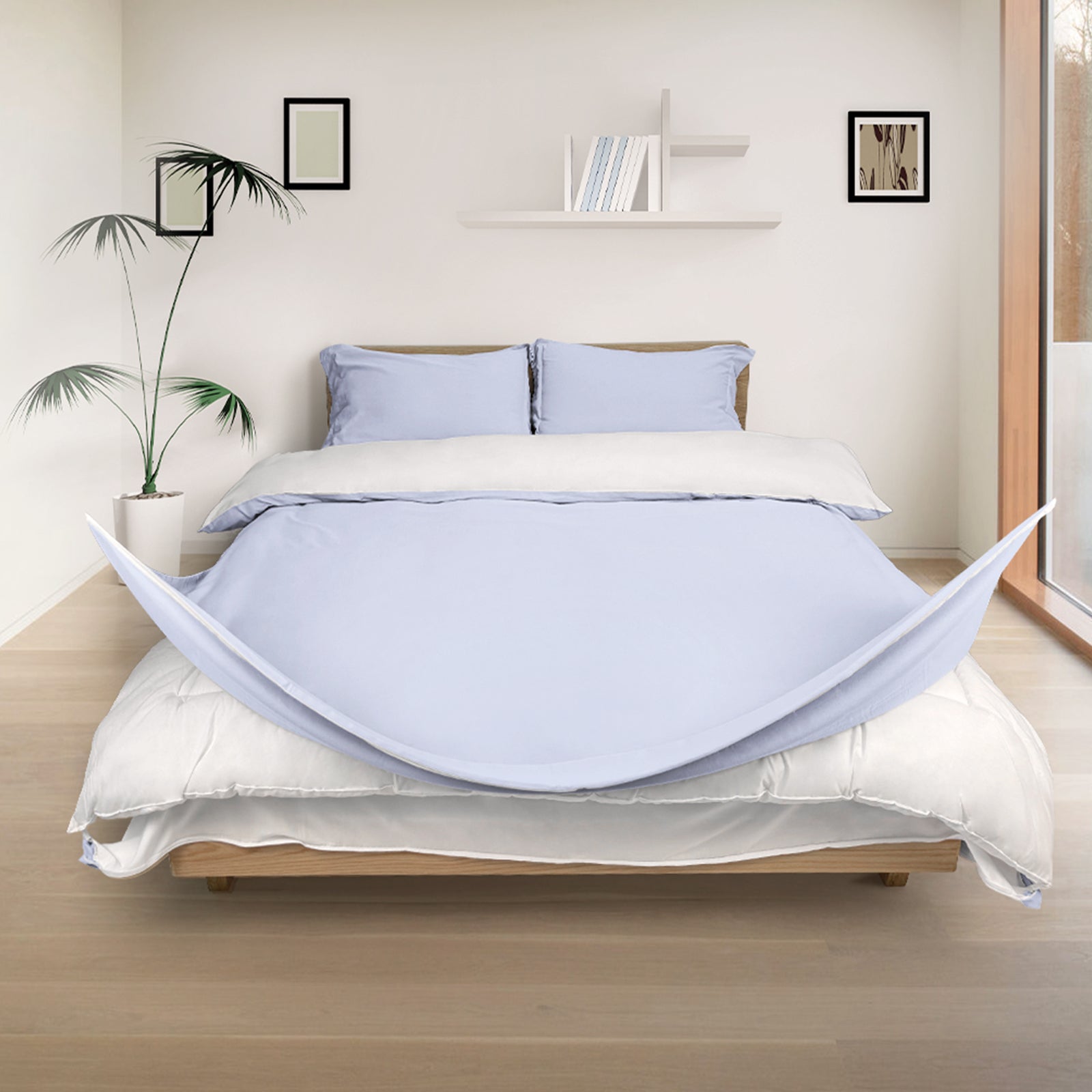 400 TC Cotton Duvet Cover with Zip Fastening Cloud Blue – Redssen Home